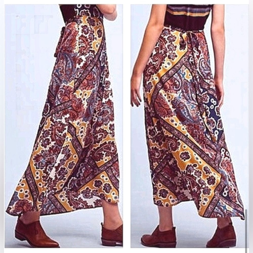 ANTHRO Tiny Mountaire Bohemian-Chic Faux Wrap Paisley Maxi Dress $178. XS - Picture 5 of 5